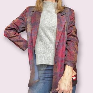 Retro floral patterned oversized boyfriend blazer